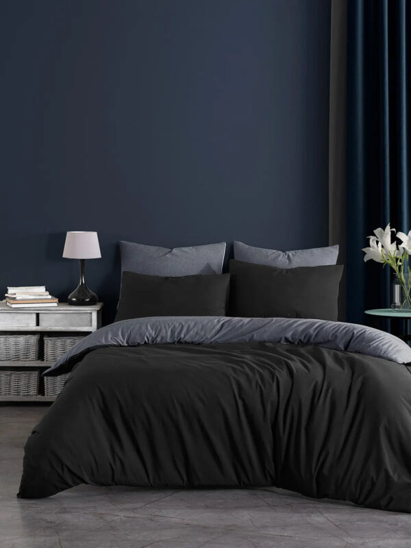 Siyah ve Antrasit Çift Kişilik Nevresim Takımı - Şık ve Modern Tasarım