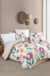 Çiçek Desenli Pamuklu Çift Kişilik Nevresim Takımı