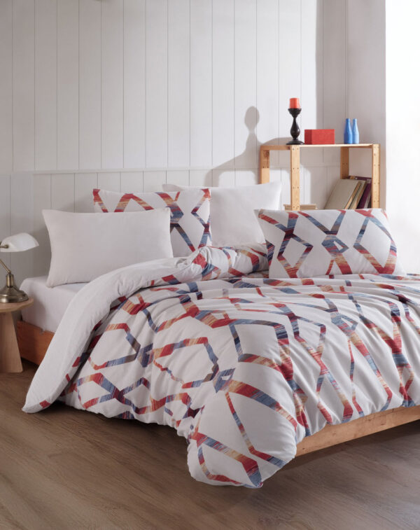 Pamuklu Çift Kişilik Modern Geometrik Desenli Nevresim Takımı