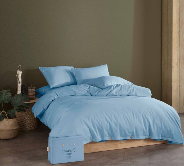 Bella Stone Wash Mavi Nevresim Takımı