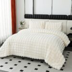 Kırık Beyaz Tavşan Tüyü Battaniye ve Yastık Seti