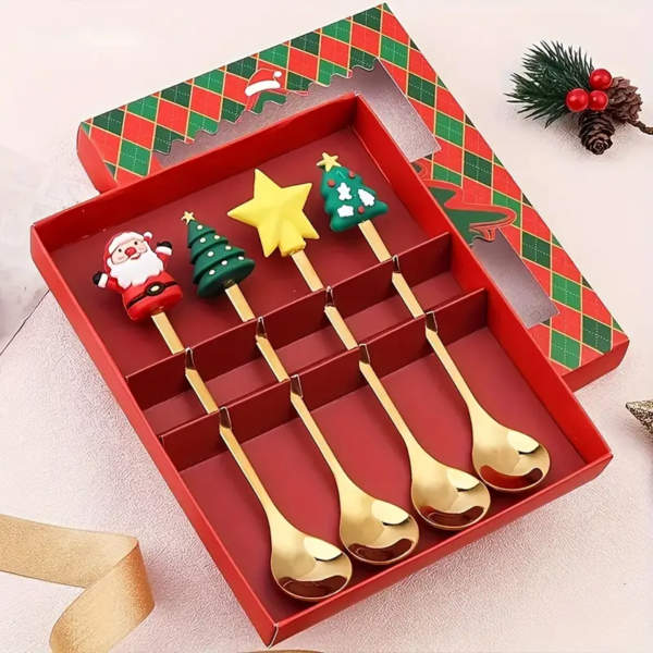 Noel Temalı Çatal Kaşık Seti - Hediye Kutulu